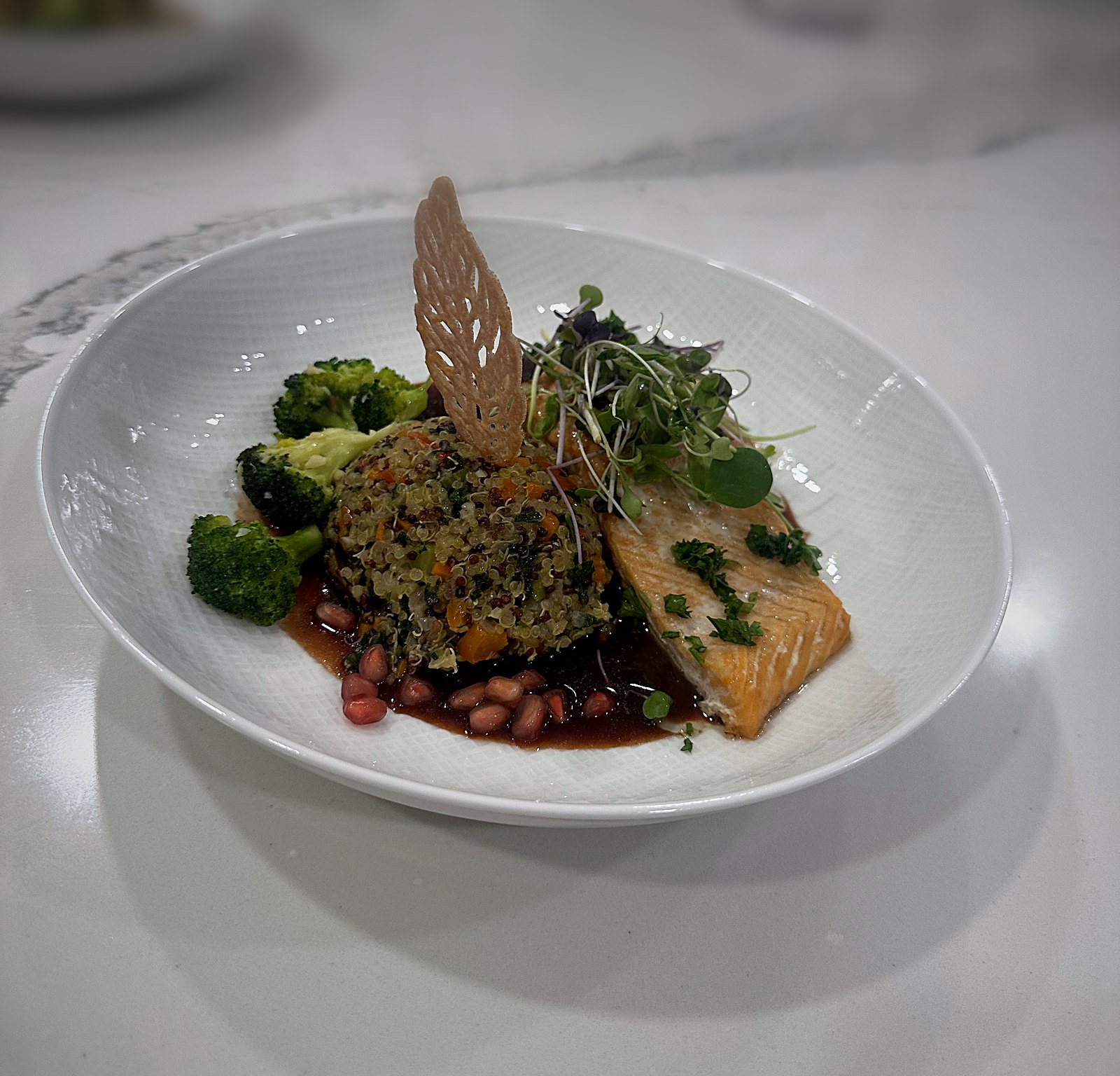 Crusted salmon with pomegranate