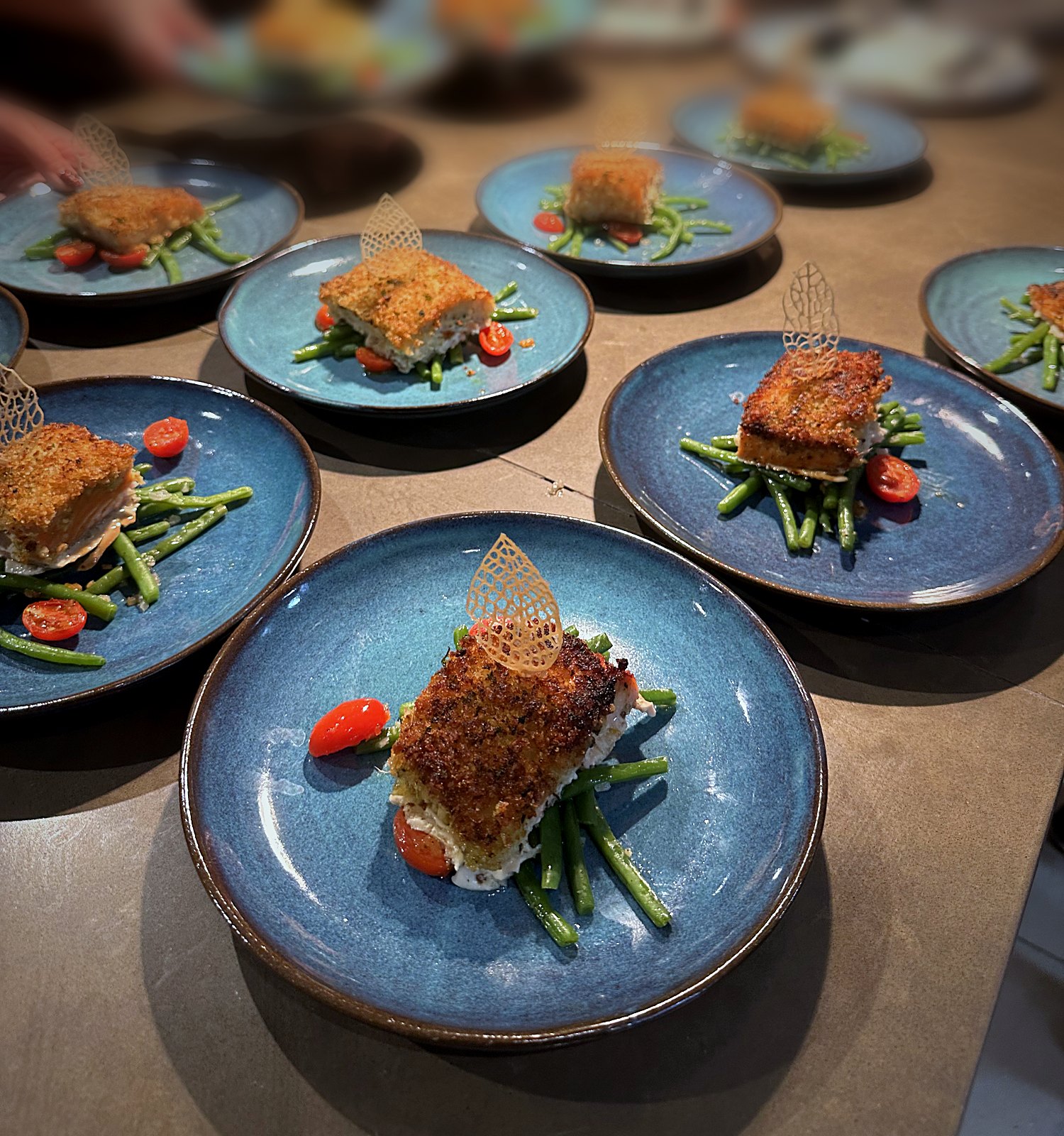 Plating a seated dinner for a private party