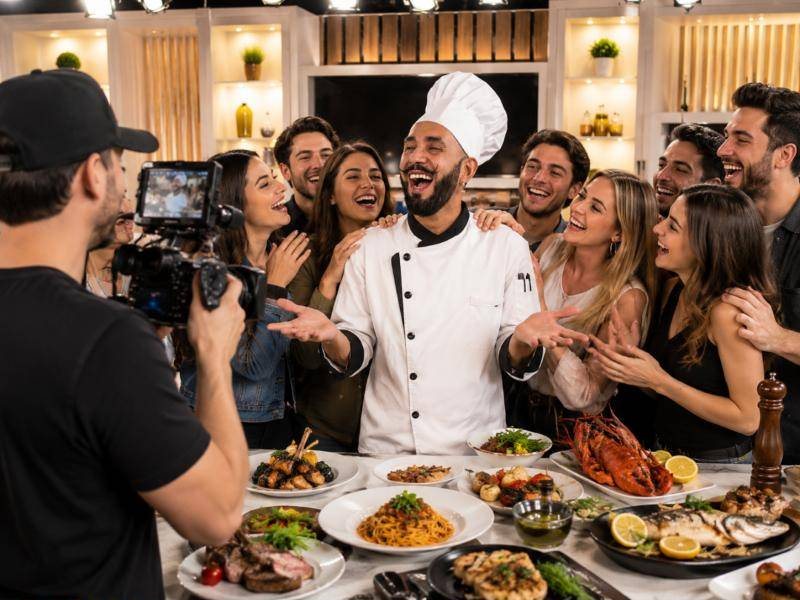 El Chef Luigi riendo con el público del estudio