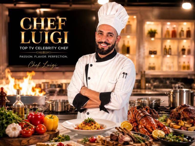 El Chef Luigi con una selección de sus platos insignia