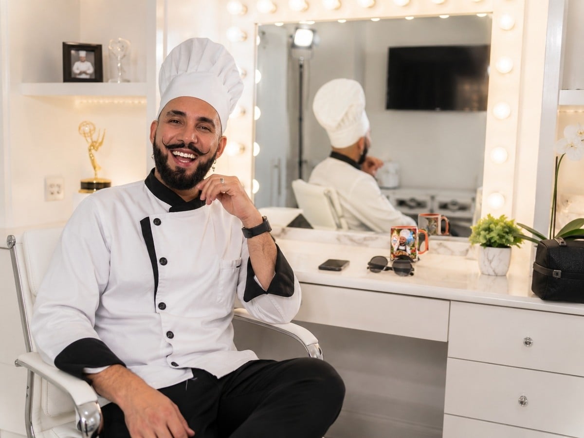 El Chef Luigi en el camerino antes de grabar