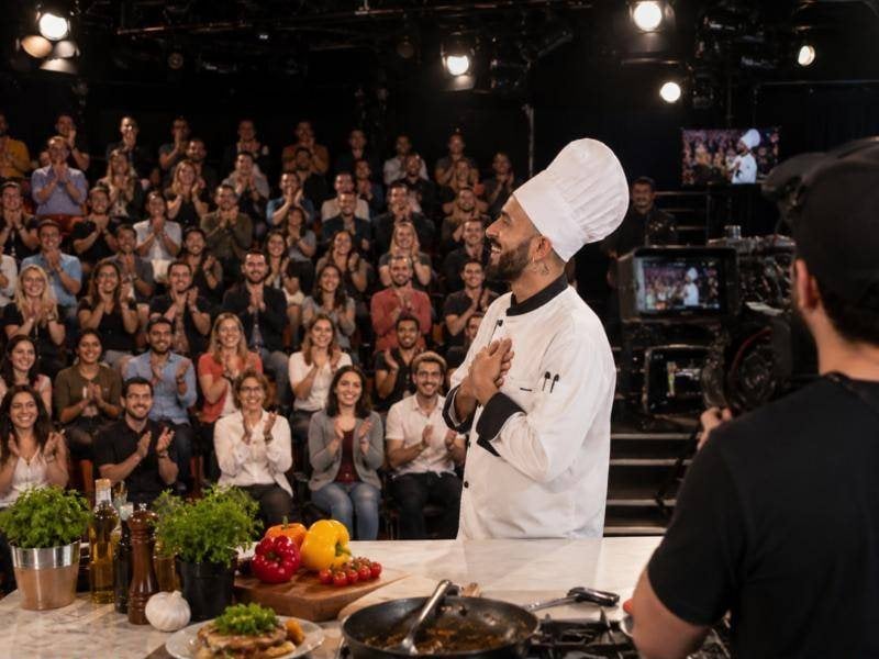 El Chef Luigi agradeciendo al público en el estudio